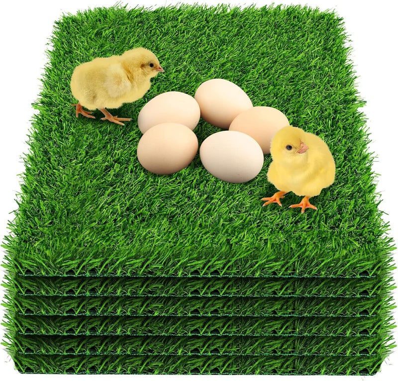 DenForste 6 Pack Chicken Nesting Box Pads - Washable Artificial Grass Nesting Pads - Chicken Nesting Pads for Chicken Coop and Pet Garden Lawn Indoor Outdoor 12"×12"×1" - Image 1